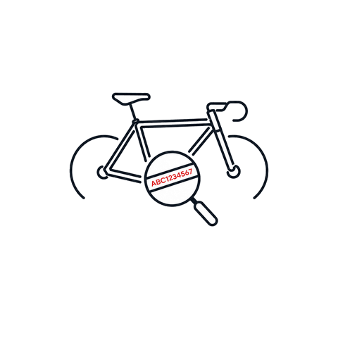 Magnifier inspecting a bike frame number
